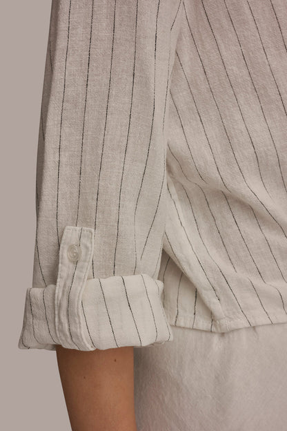 LONG SLEEVE TIE-FRONT BLOUSE