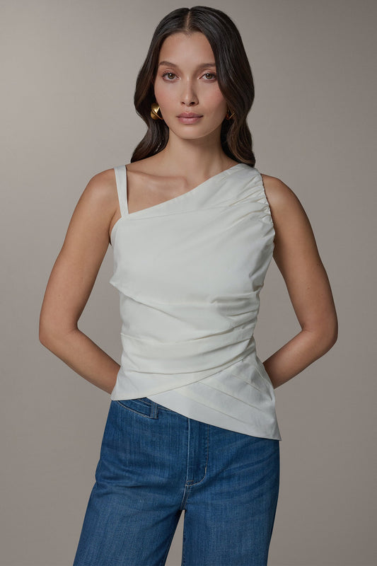 SLEEVELESS ASYMMETRIC BLOUSE