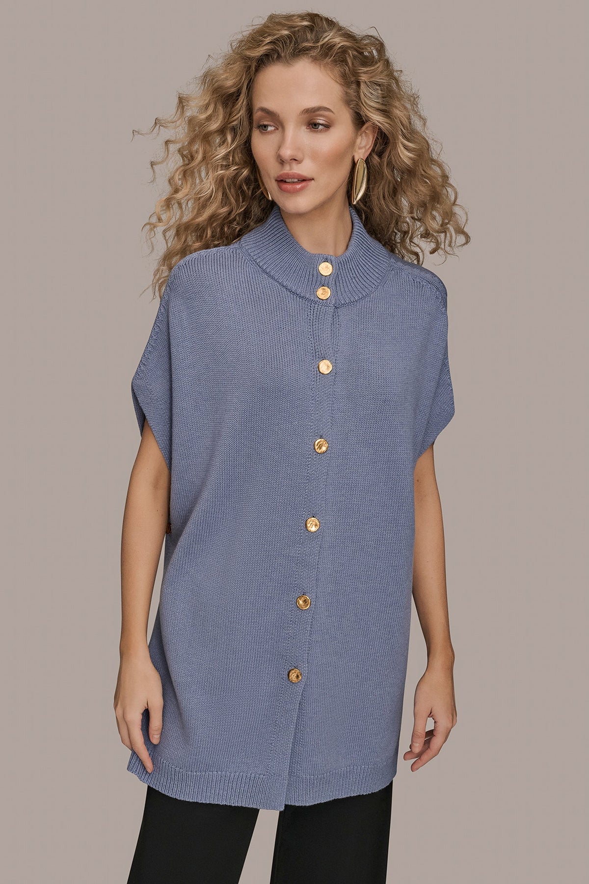 BUTTON-FRONT SWEATER CAPELET