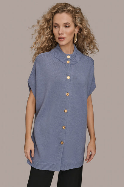 BUTTON-FRONT SWEATER CAPELET