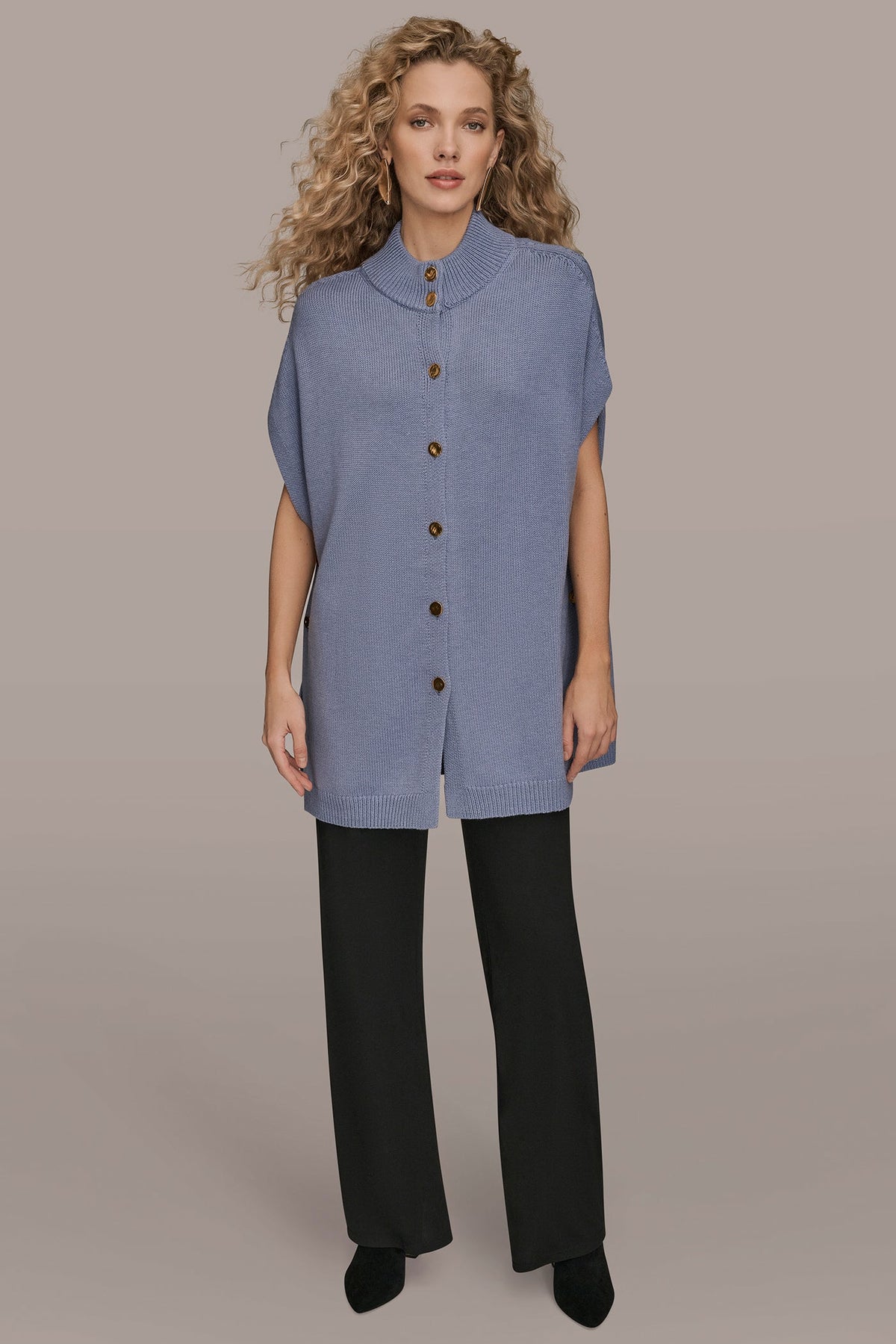 BUTTON-FRONT SWEATER CAPELET