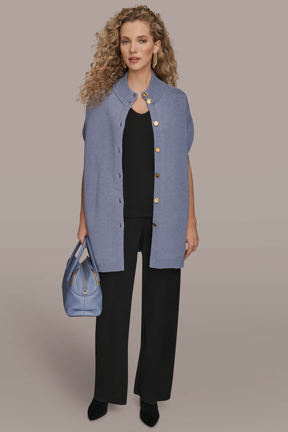 BUTTON-FRONT SWEATER CAPELET