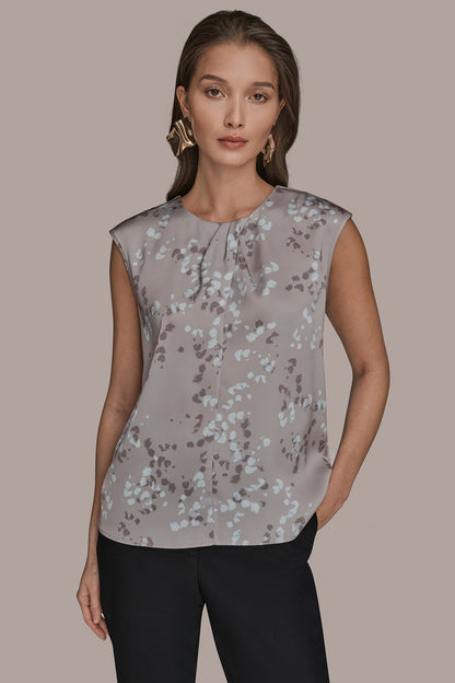 FLORAL CAP SLEEVE TWIST BLOUSE