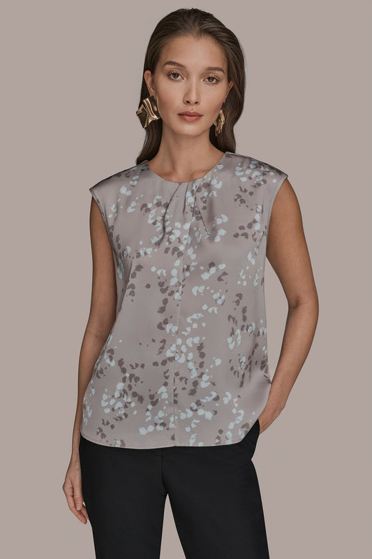 FLORAL CAP SLEEVE TWIST BLOUSE