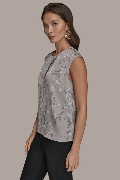 FLORAL CAP SLEEVE TWIST BLOUSE