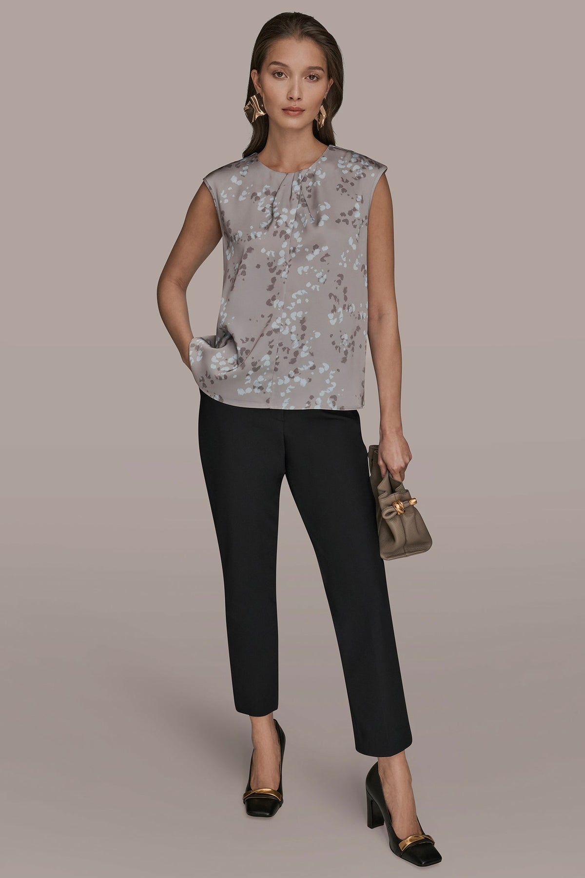 FLORAL CAP SLEEVE TWIST BLOUSE