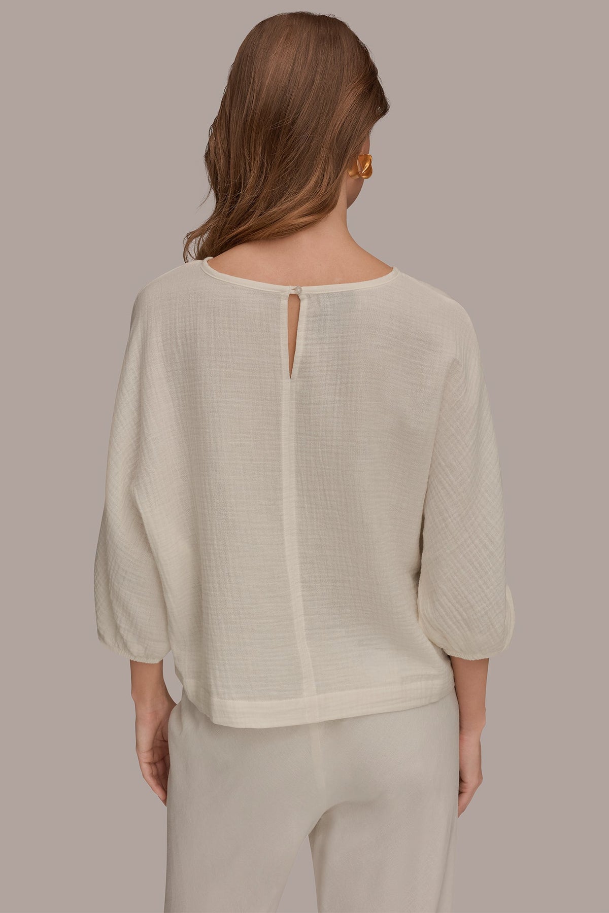 3/4 SLEEVE TWIST CUFF BLOUSE