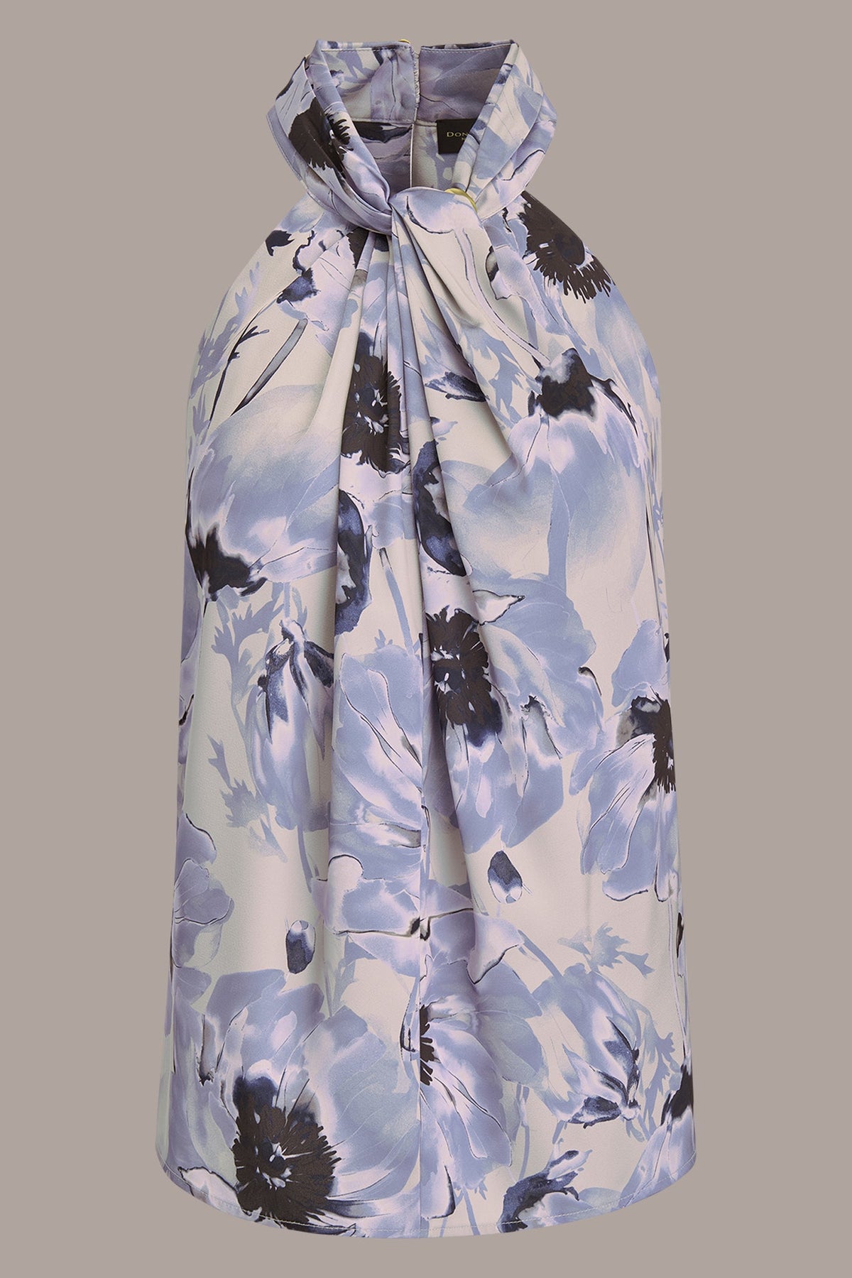 SATIN PRINTED TWIST HALTER BLOUSE