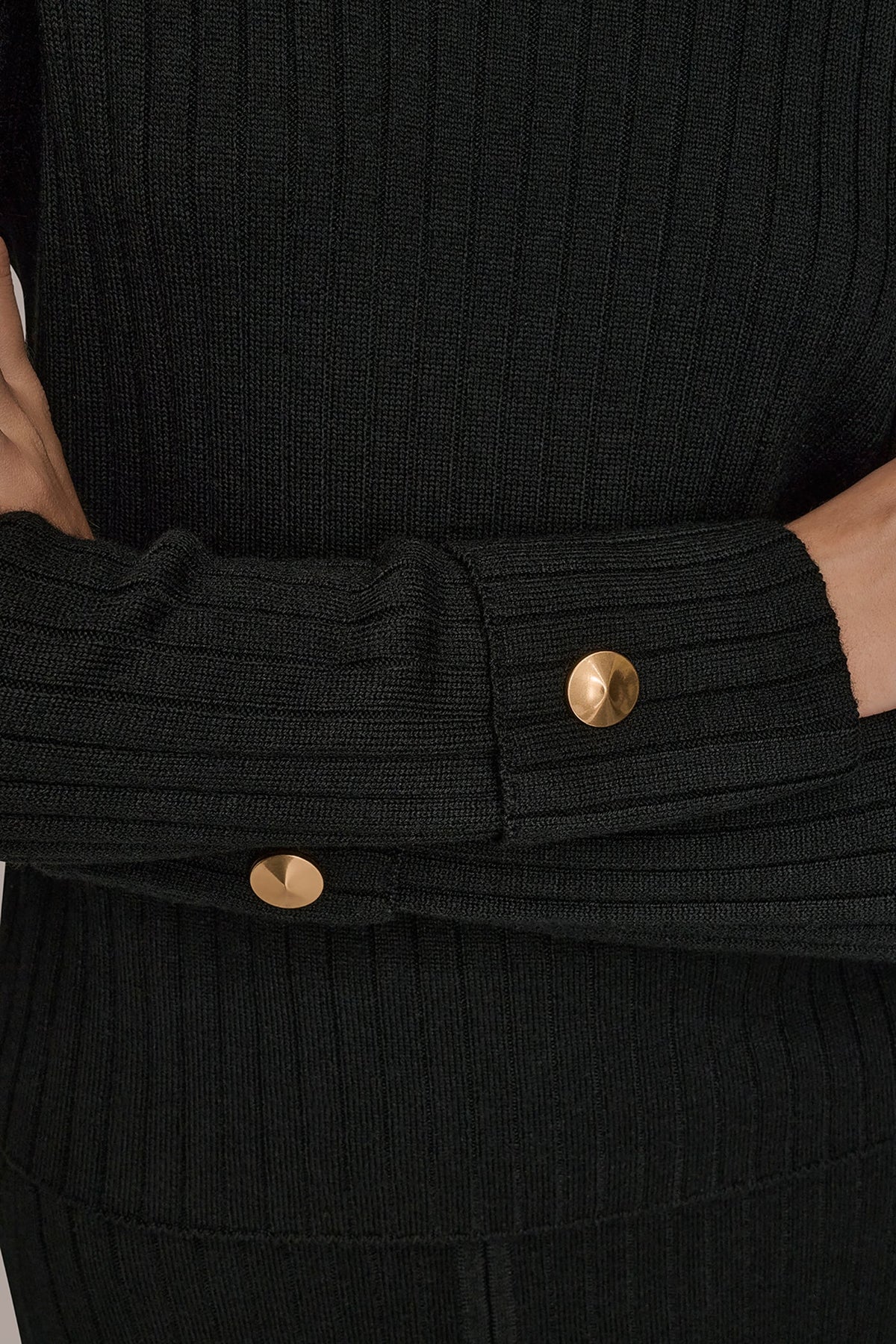 LONG SLEEVE BOATNECK RIBBED BUTTON SWEATER
