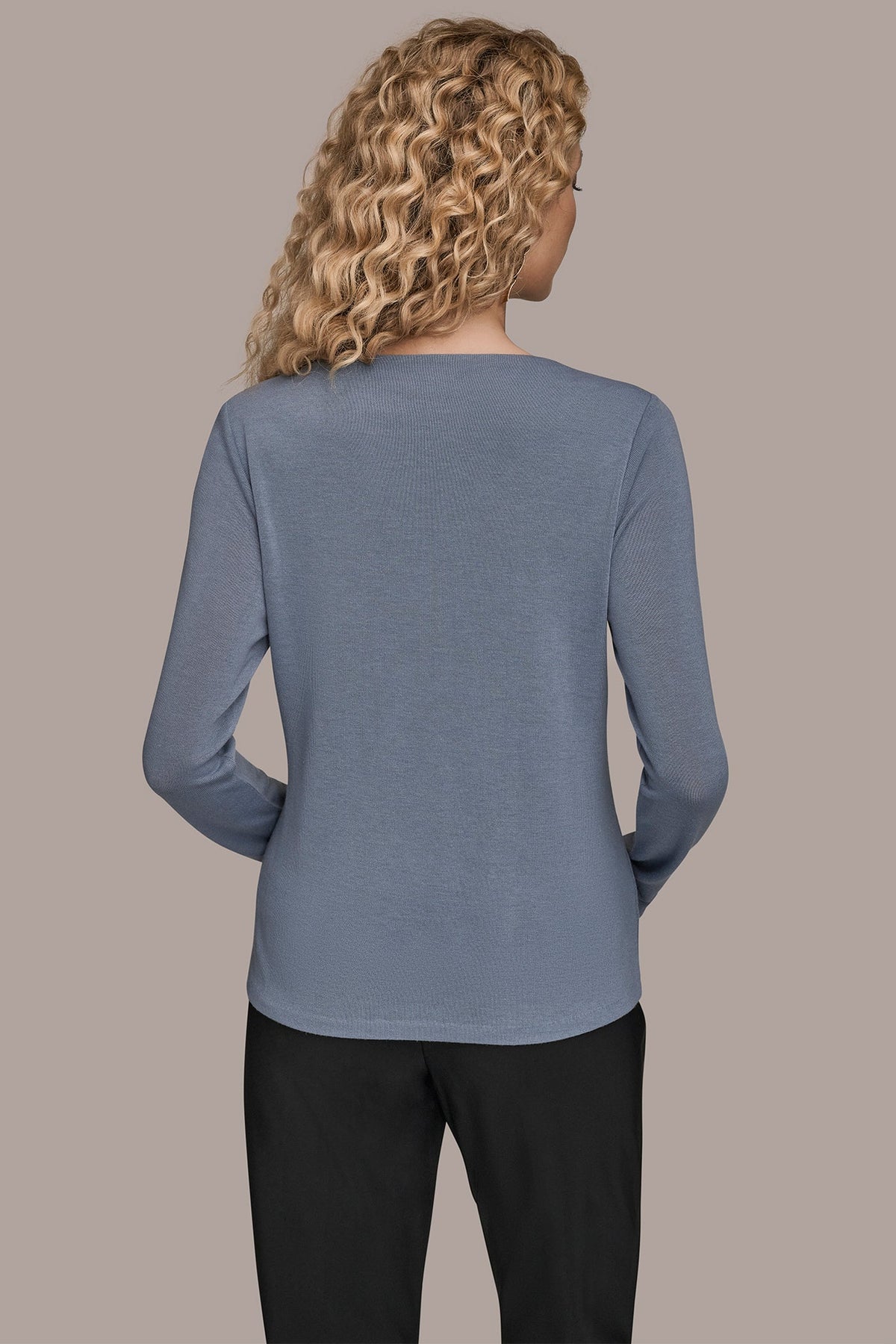 LONG-SLEEVE COWL-NECK FLORAL TOP