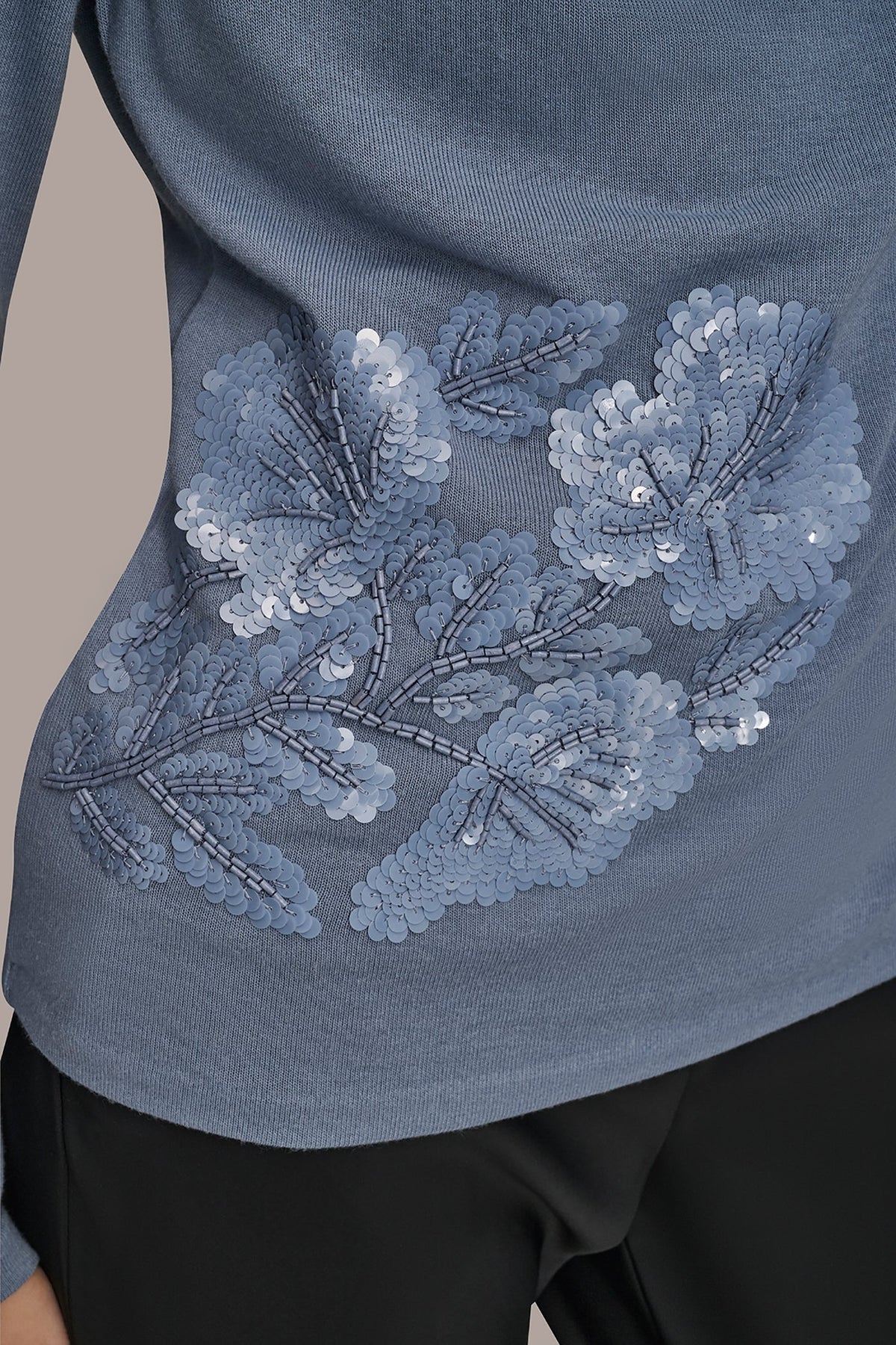 LONG-SLEEVE COWL-NECK FLORAL TOP