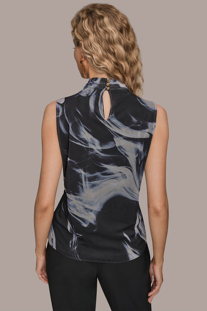 TIE-NECK HALTER BLOUSE