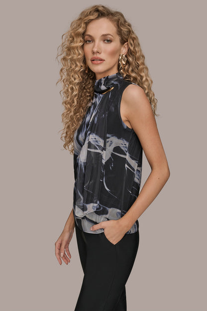 TIE-NECK HALTER BLOUSE