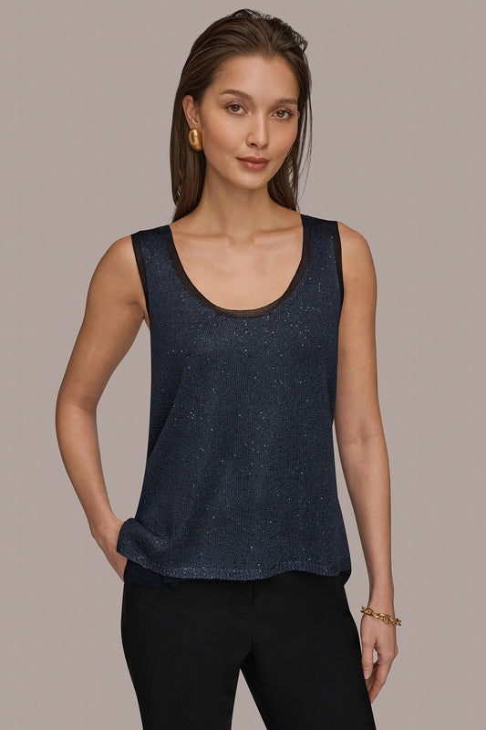 SCOOP-NECK SEQUIN SHELL TOP