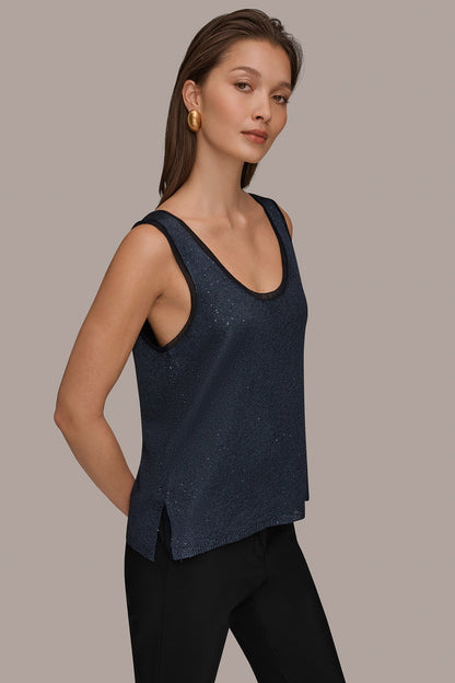 SCOOP-NECK SEQUIN SHELL TOP