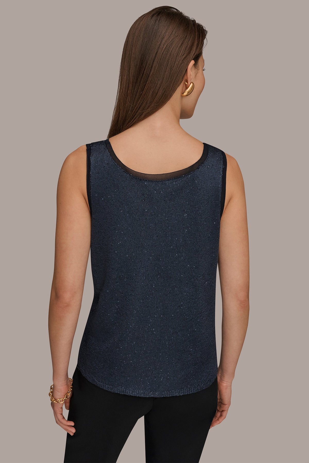 SCOOP-NECK SEQUIN SHELL TOP