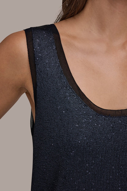 SCOOP-NECK SEQUIN SHELL TOP
