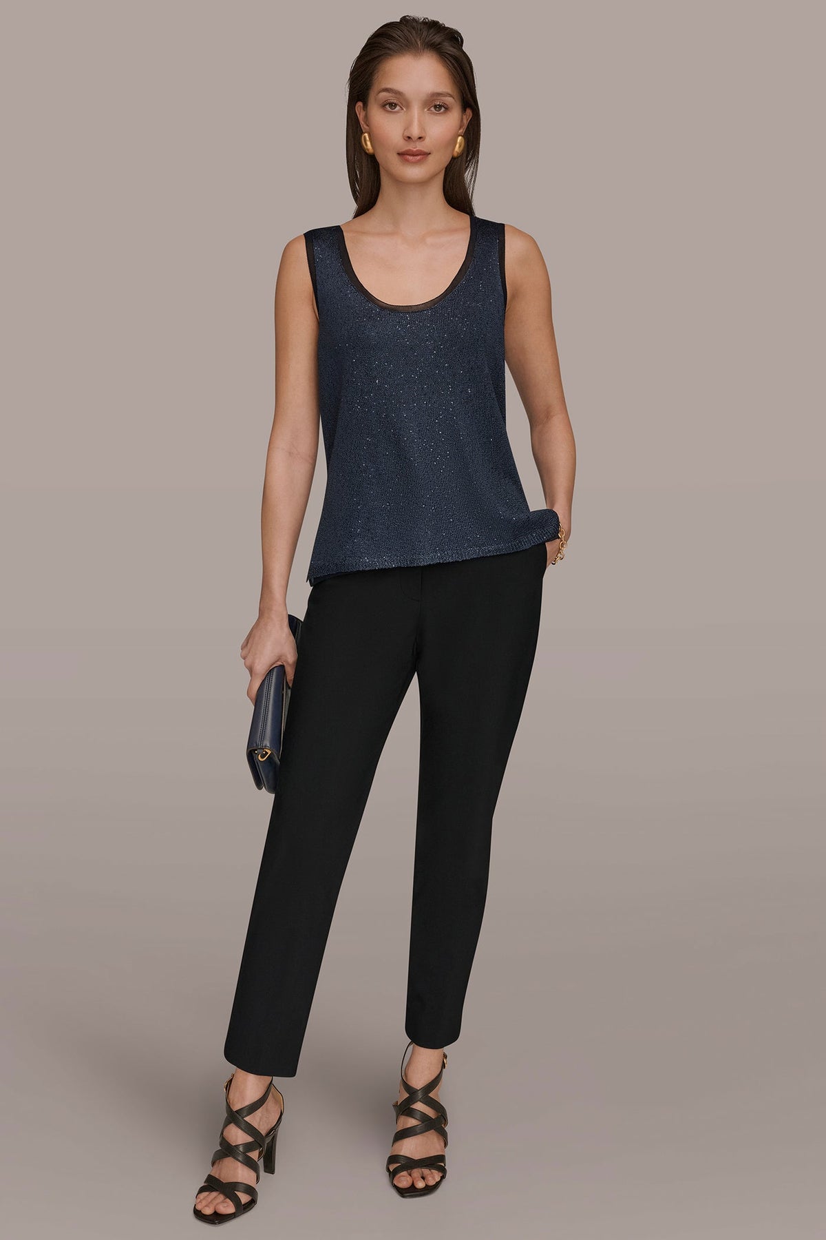 SCOOP-NECK SEQUIN SHELL TOP