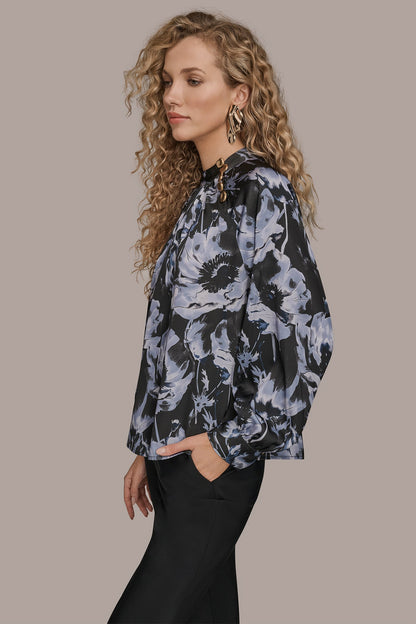BUTTON-NECK BLOUSE