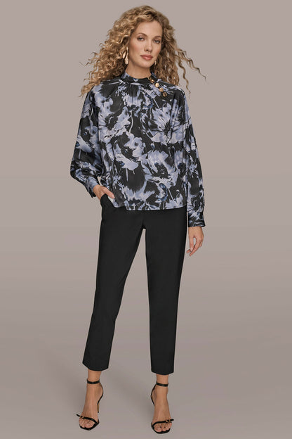 BUTTON-NECK BLOUSE