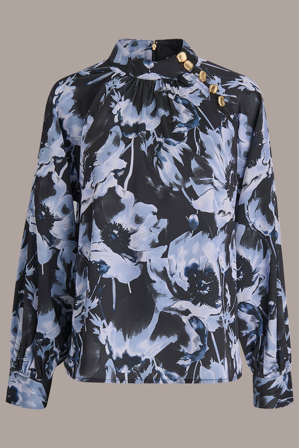 BUTTON-NECK BLOUSE