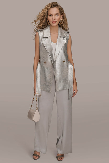 METALLIC BELTED VEST