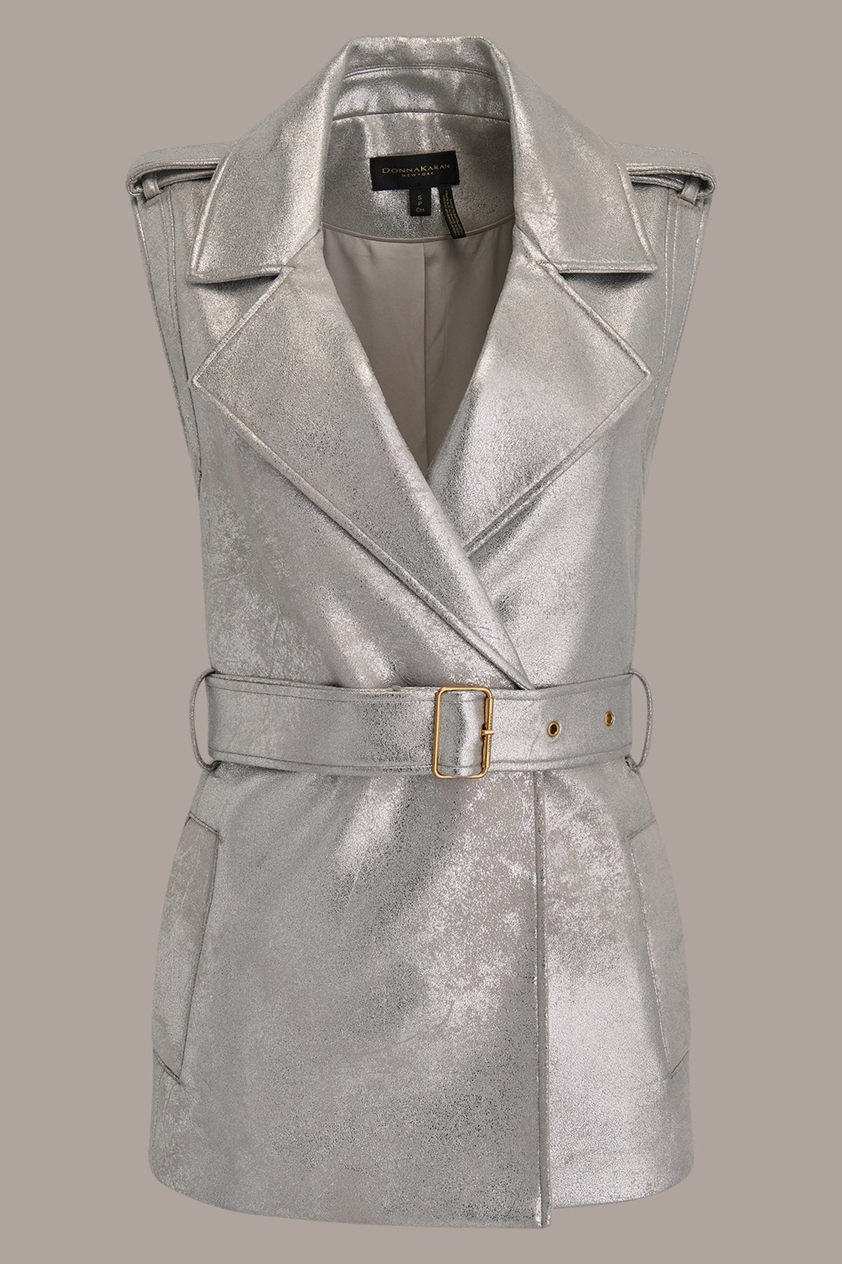 METALLIC BELTED VEST