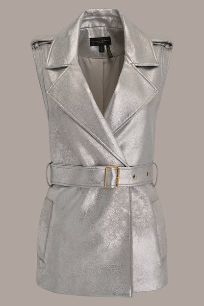 METALLIC BELTED VEST
