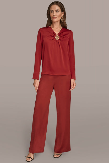 LONG SLEEVE RING V-NECK BLOUSE