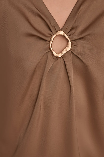 LONG SLEEVE RING V-NECK BLOUSE