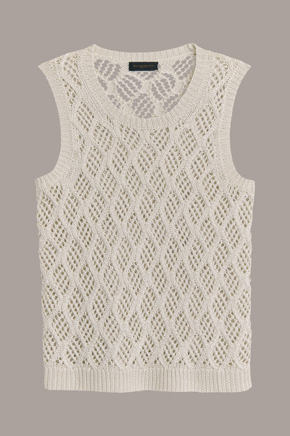 DIAMOND PATTERN CREW NECK TOP
