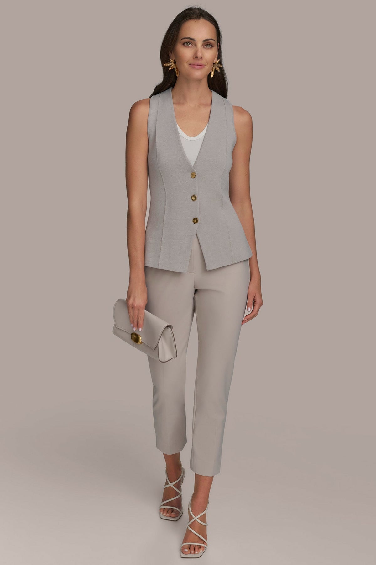 SLEEVELESS BUTTON UP SWEATER VEST