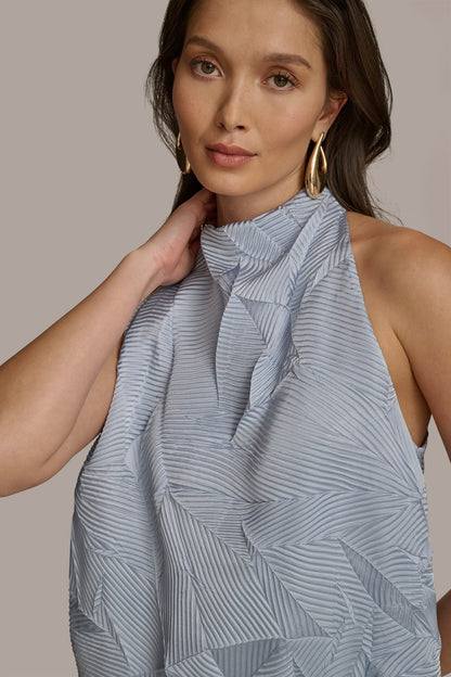 TEXTURED TOP WITH ANGLED HEM