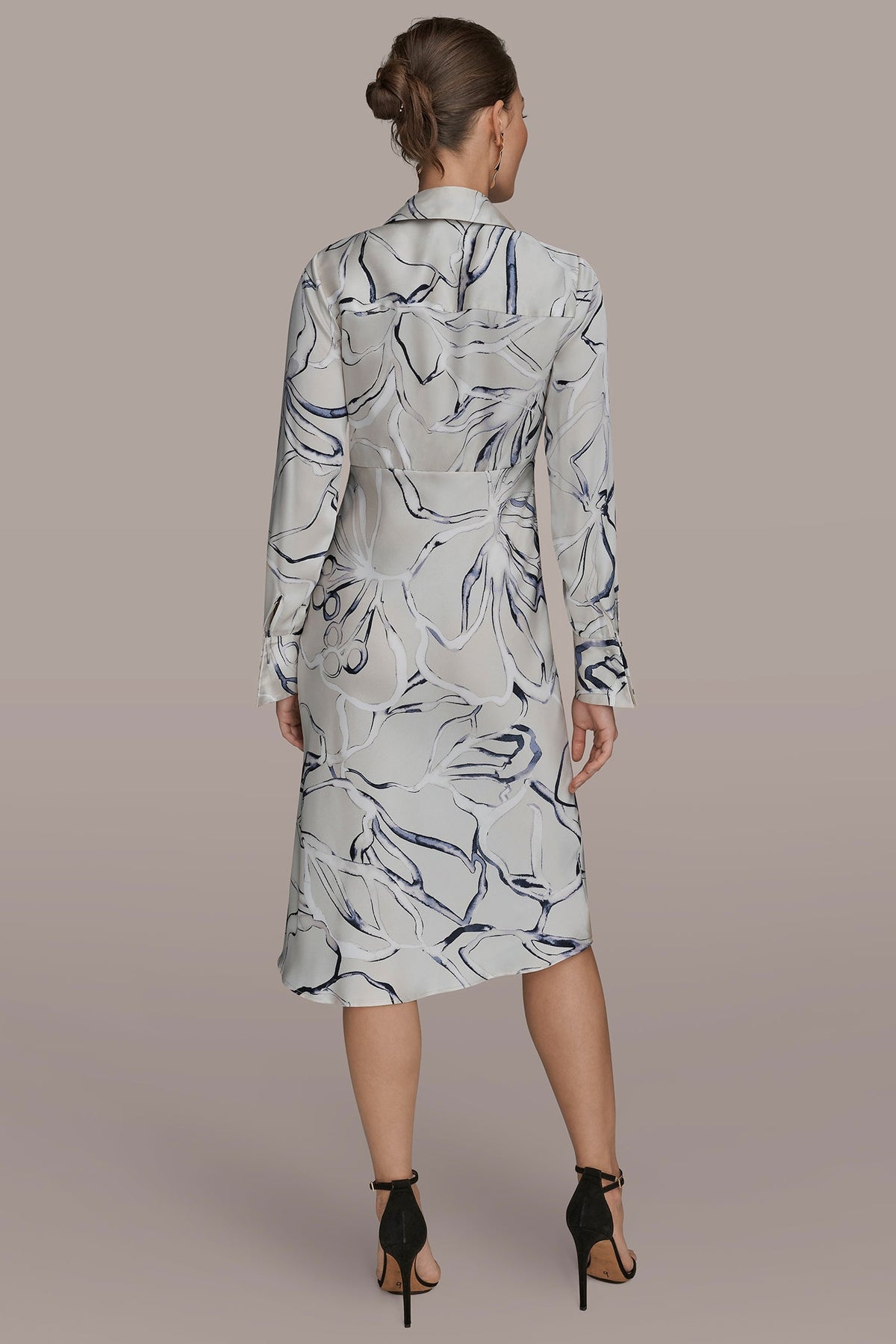 COTTON PRINTED MIDI SHIRT DRESS