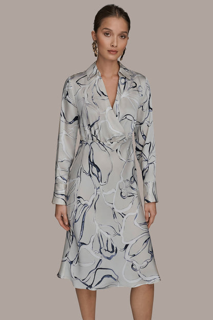 COTTON PRINTED MIDI SHIRT DRESS
