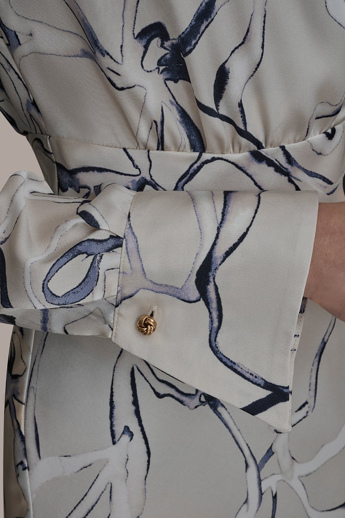 COTTON PRINTED MIDI SHIRT DRESS