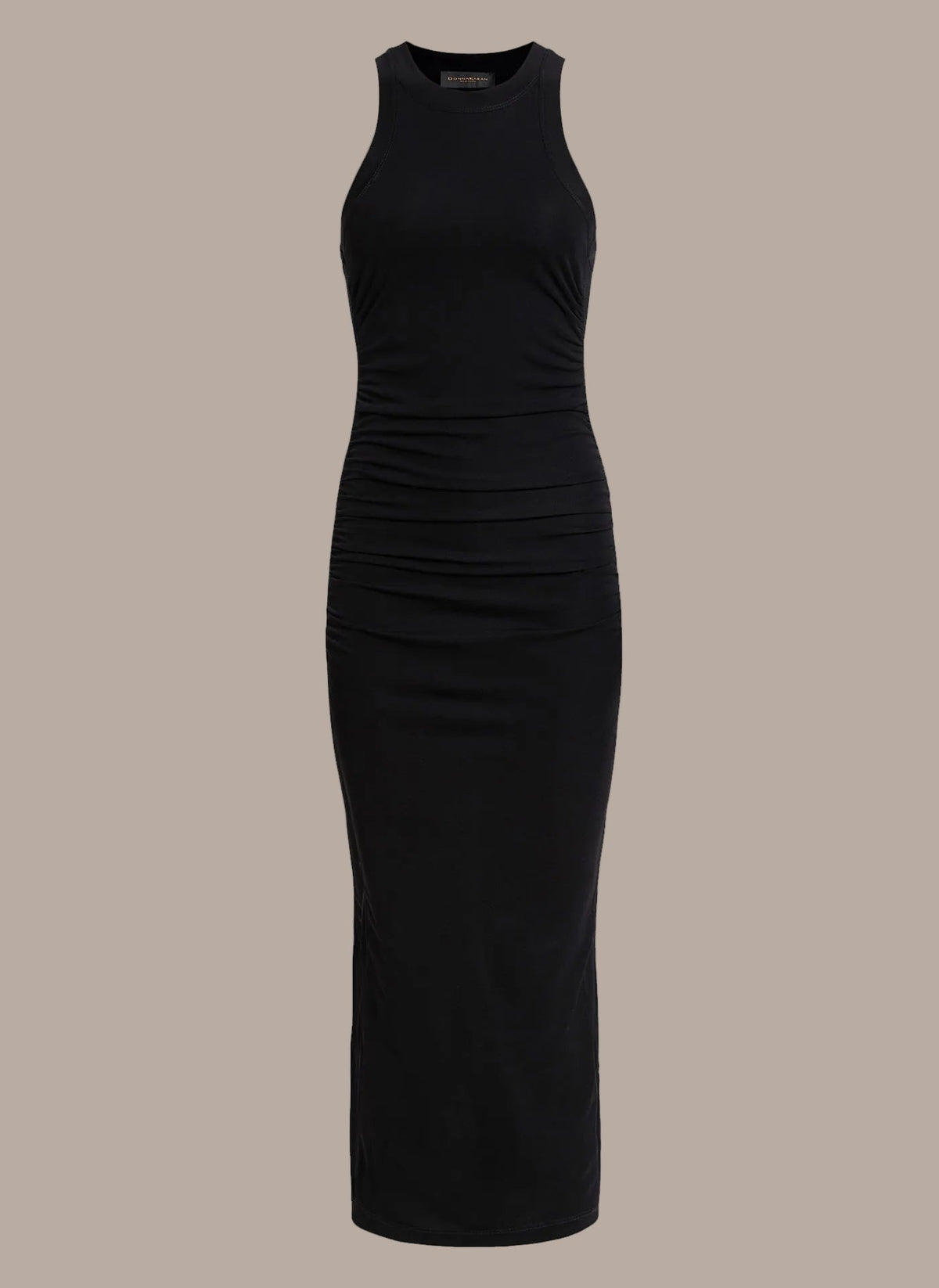 SLEEVELESS MIDI RUCHED DRESS
