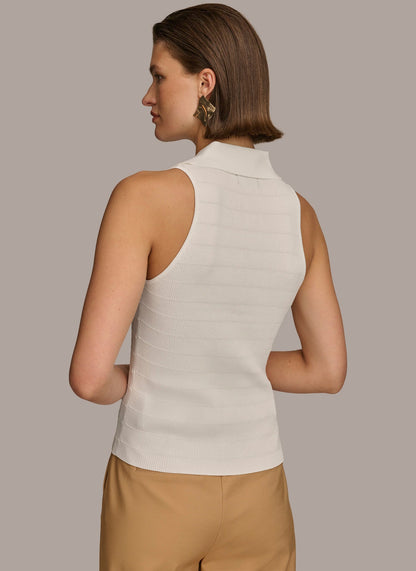 TEXTURE SWEATER WITH GOLD BUTTONS