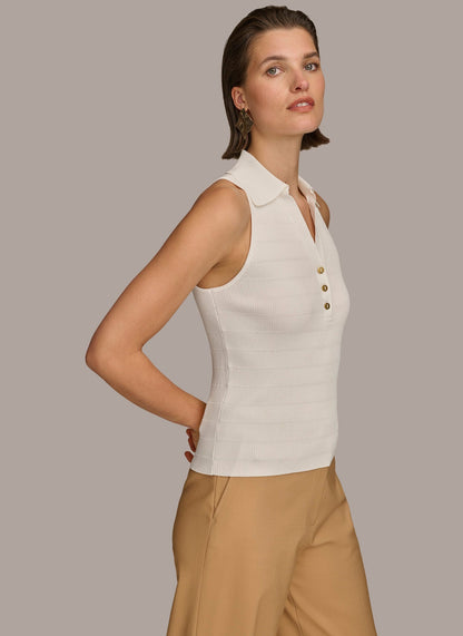 TEXTURE SWEATER WITH GOLD BUTTONS