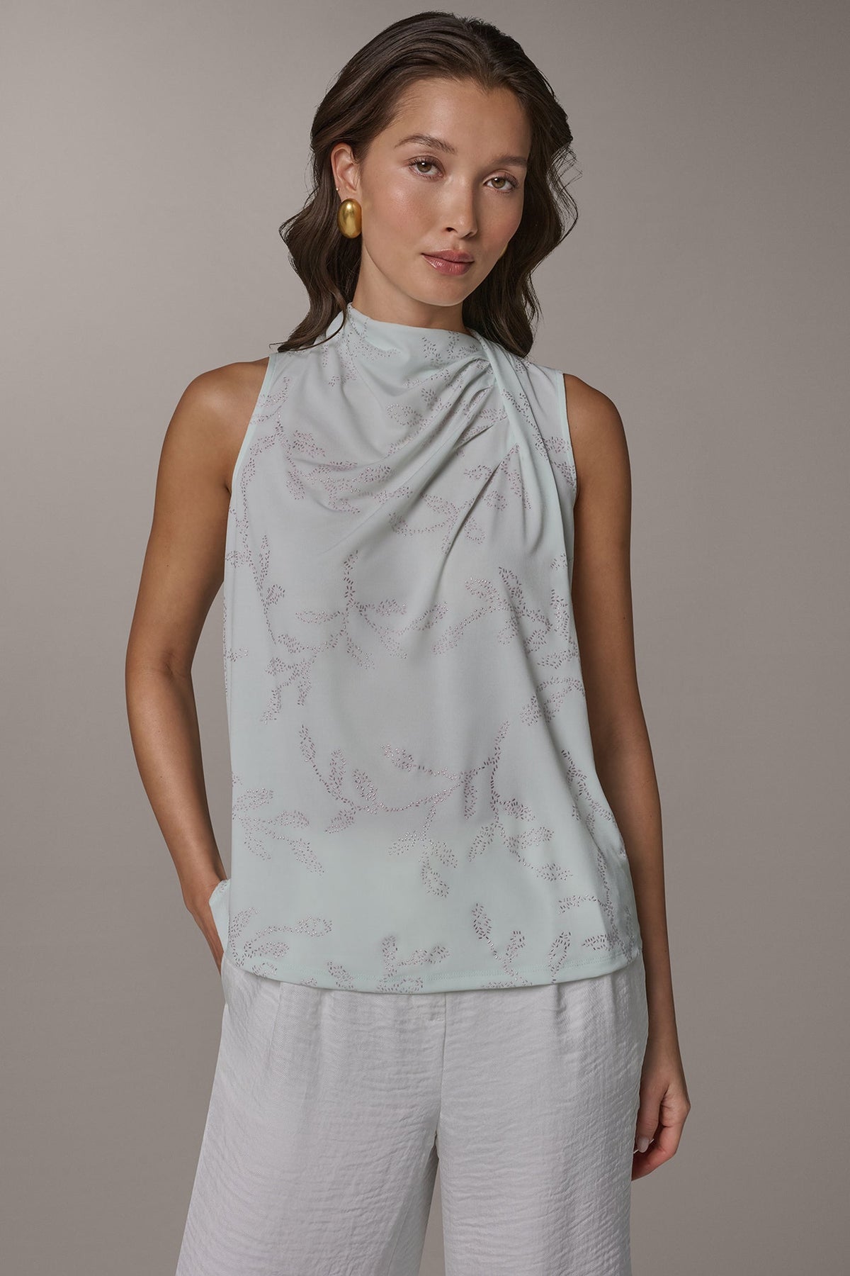 DRAPE TWIST SHOULDER BLOUSE