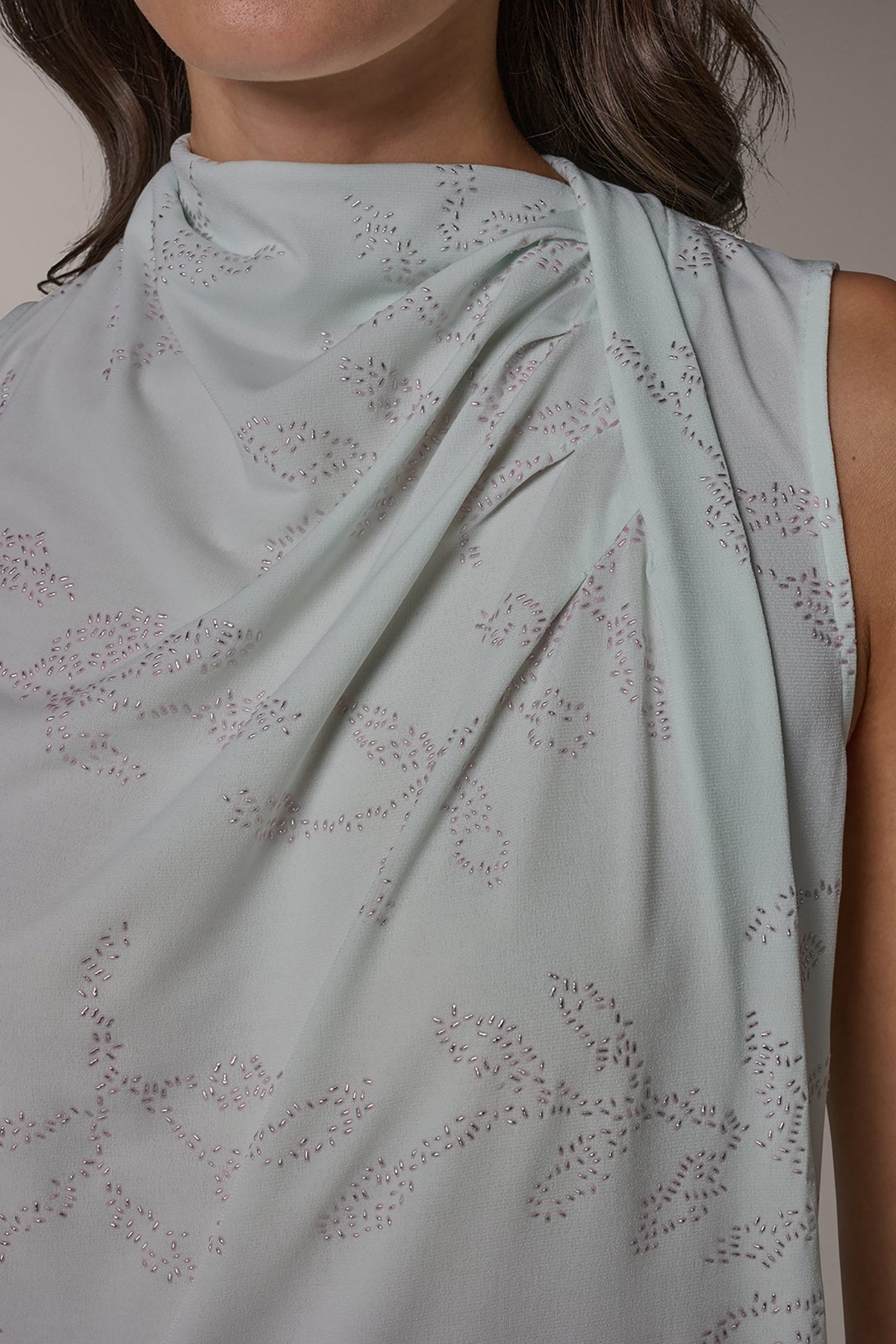 DRAPE TWIST SHOULDER BLOUSE
