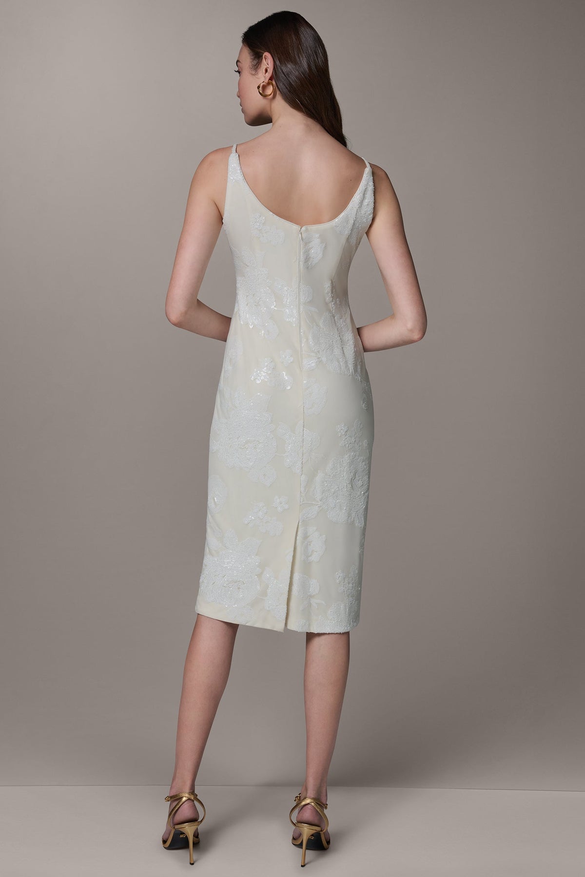 FLORAL SEQUIN MIDI SHEATH DRESS