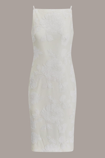 FLORAL SEQUIN MIDI SHEATH DRESS