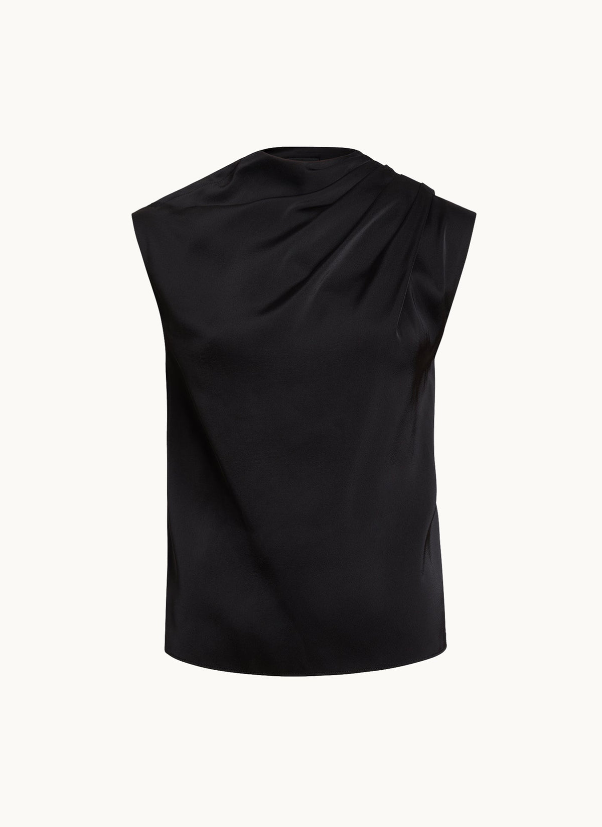 SLEEVELESS DRAPED MOCKNECK TOP