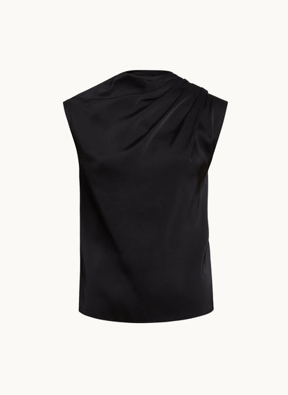 SLEEVELESS DRAPED MOCKNECK TOP