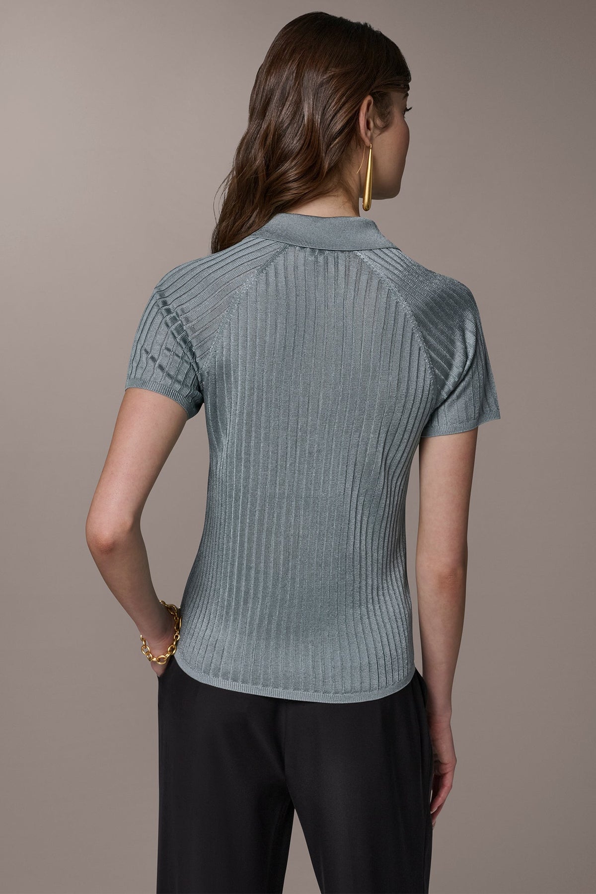 RIB-KNIT POLO SWEATER