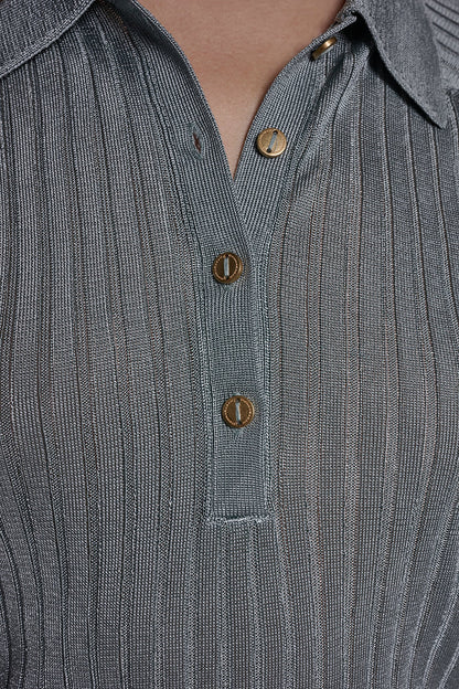 RIB-KNIT POLO SWEATER
