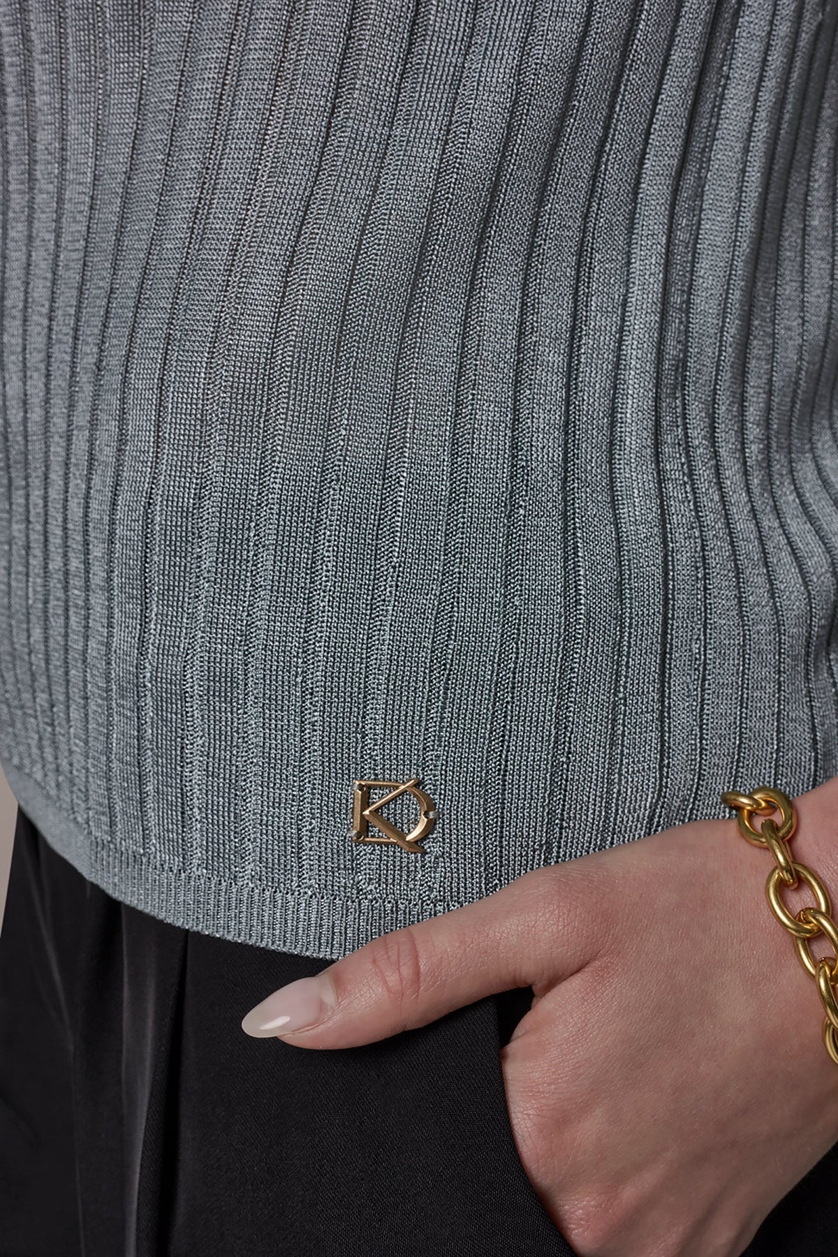 RIB-KNIT POLO SWEATER
