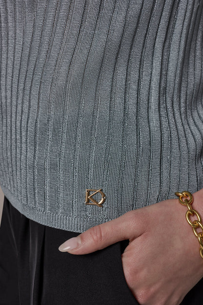 RIB-KNIT POLO SWEATER
