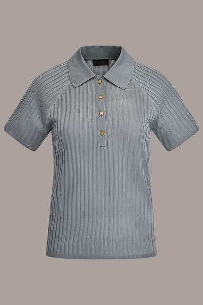 RIB-KNIT POLO SWEATER